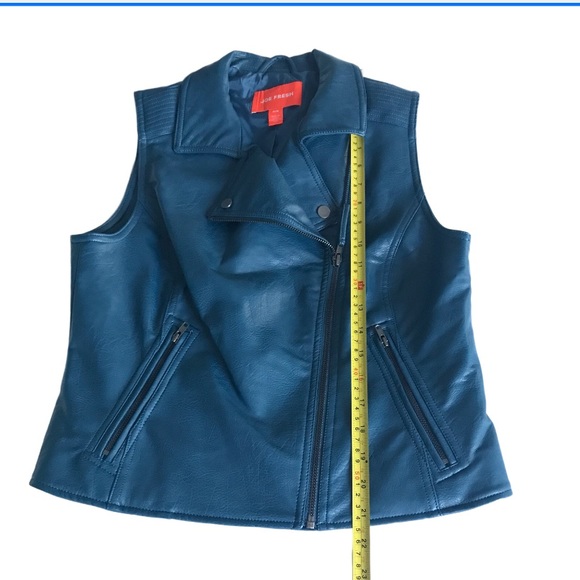 ✨Sold✨Faux Leather Zip Up Vest Med Joe Fresh Stone Blue In Colour - Picture 4 of 12